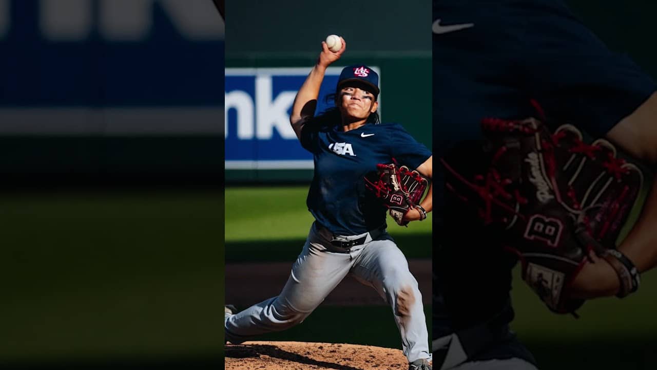 Olivia Pichardo becomes first woman to pitch in a DI baseball game 👏 #shorts