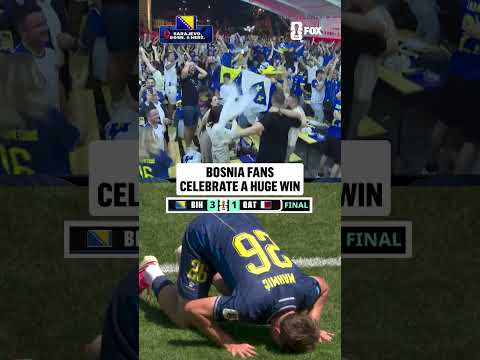 Bosnian fans in Sarajevo celebrate after securing the third spot in Group B 🇧🇦