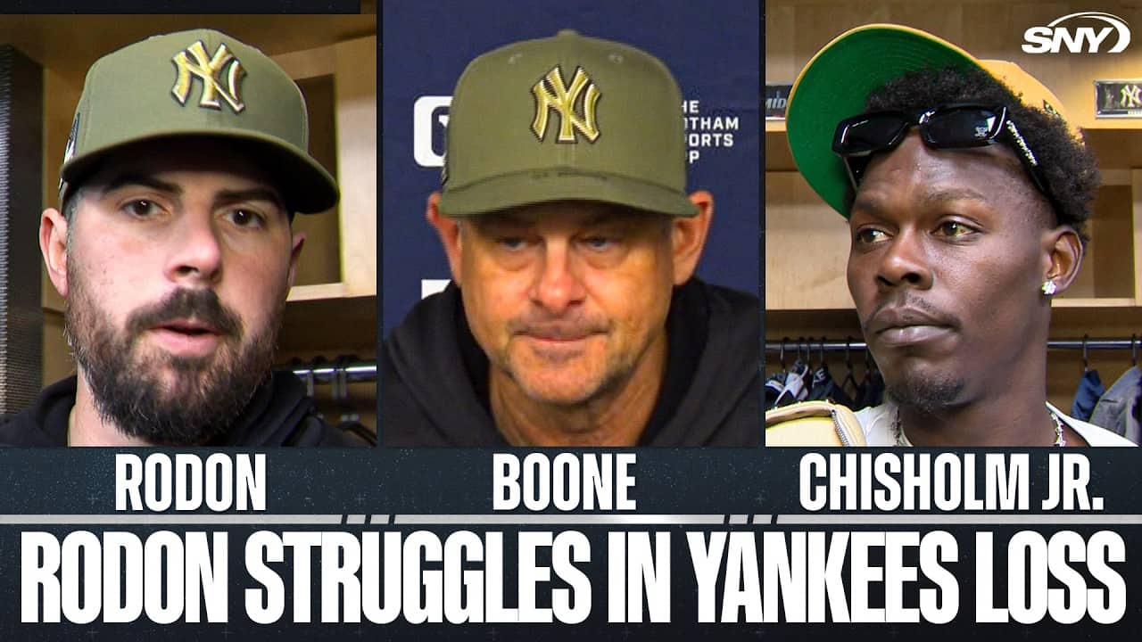 Aaron Boone, Carlos Rodon & Jazz Chisholm Jr. discuss Rodon's struggles in Yanks loss to Mets