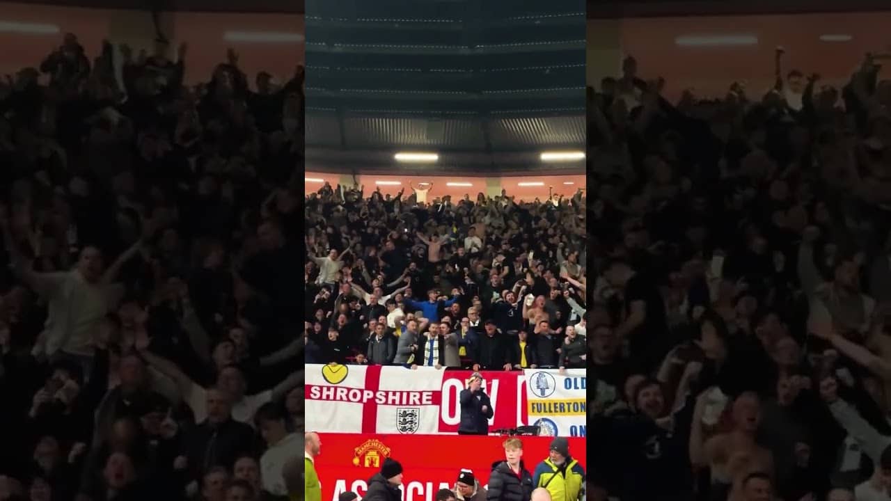 Leeds United fans celebrate famous win at Old Trafford