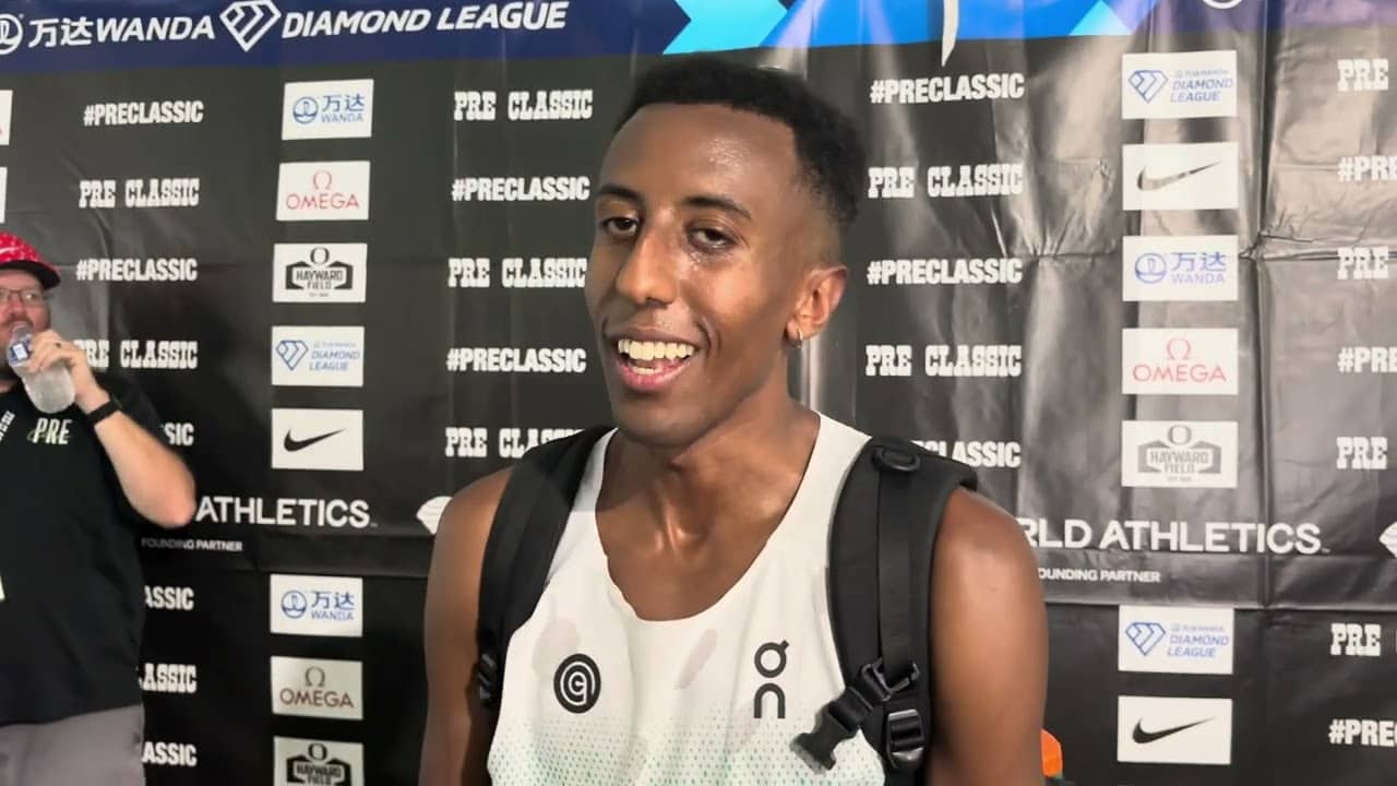 Yared Nuguse Reacts To Runner-Up Finish, 3:46.61 In Bowerman Mile At Prefontaine Classic
