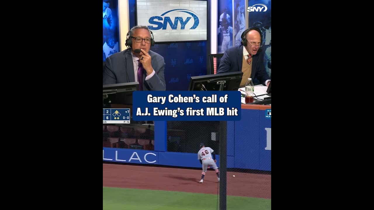 "Let's watch him run!" Gary Cohen on the call for A.J. Ewing's first MLB hit! 🎙️
