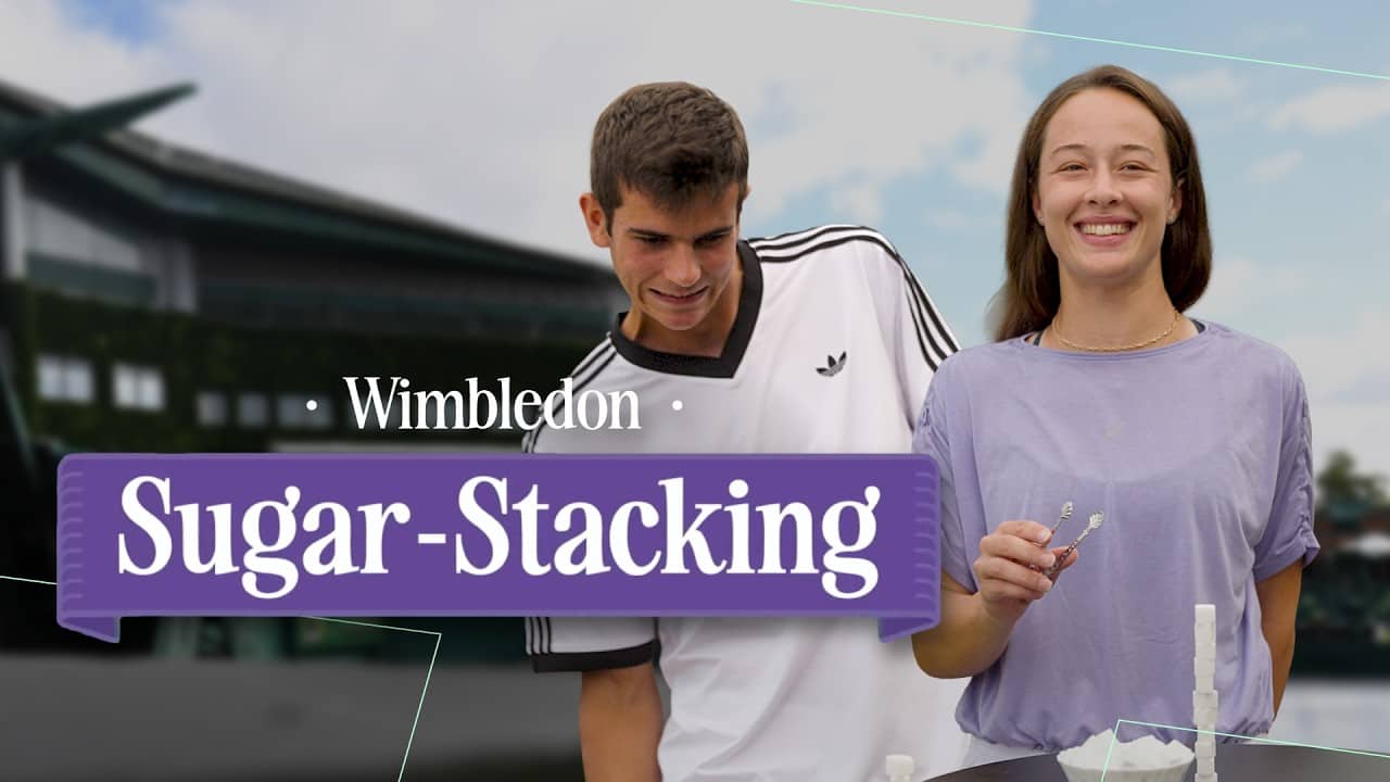 Pro tennis players try the sugar stacking challenge at Wimbledon ☕️ 😂