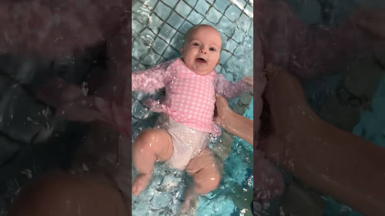 Happy Back Floating And Kicking #floating #baby #babygirl #swimming #learntoswim #pool