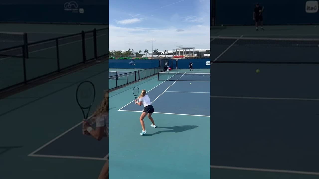 Miami Open Practice: Mirra Andreeva Backhand Focus #TennisVideo #TennisFans #WomensTennis #wtatour