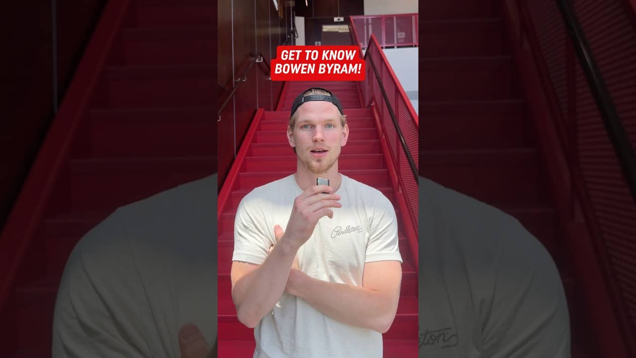 Bowen’s a dog guy 🐶 #gettoknow #nhl #bowenbyram #hockey