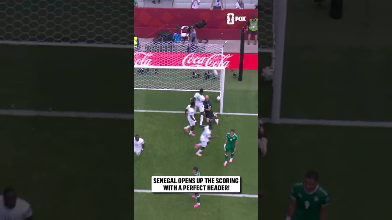 The early header is good for Senegal's opening goal against Iraq