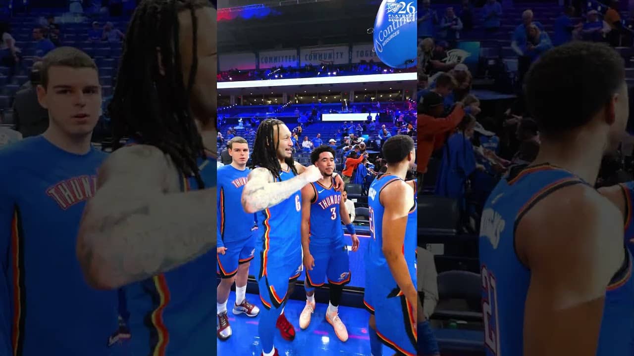 Moments after the final buzzer in Game 1 🤳 #okcthunder