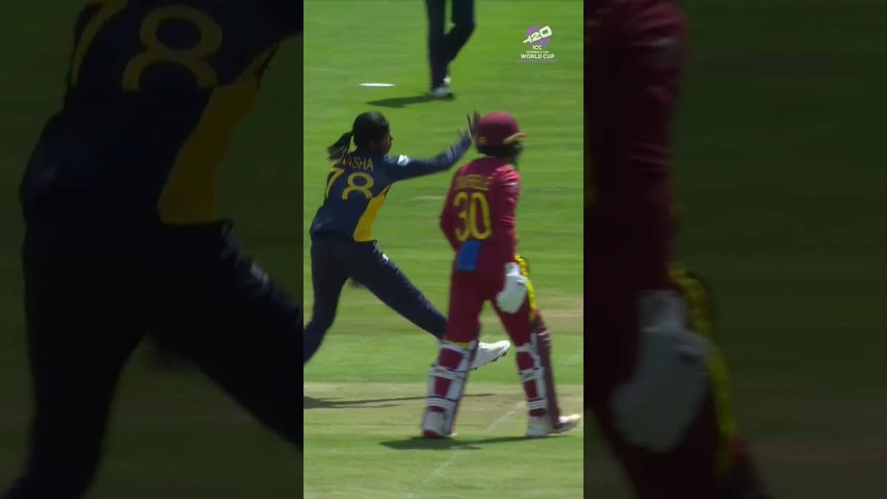 Nimasha Meepage gets the prized scalp of Deandra Dottin ☝️ #T20WorldCup