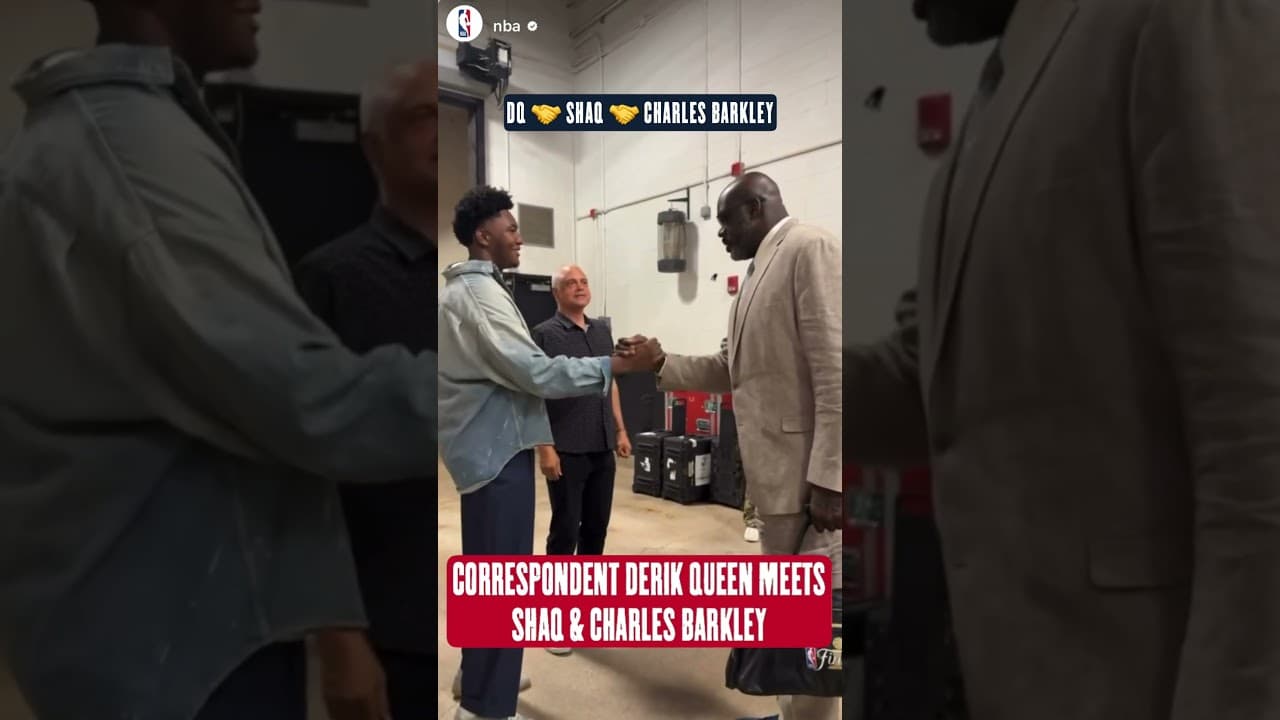 Derik Queen meets Shaq & Charles Barkley at NBA Finals #pelicans #nba