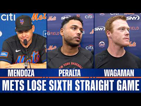Carlos Mendoza, Freddy Peralta and Eric Wagaman on Mets sixth straight loss