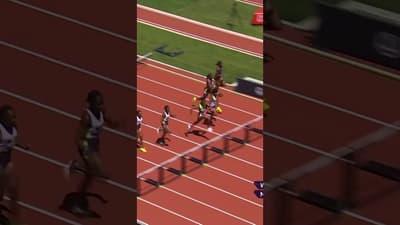 Masai Russell is UNBEATABLE after 12.24 100m hurdles win in Eugene #DiamondLeague