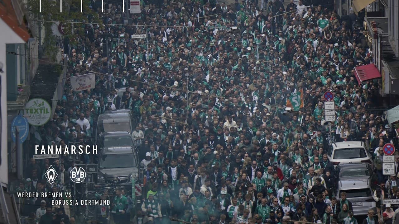 Werder-Fanmarsch vor dem Heimspiel gegen Borussia Dortmund 💚🤍