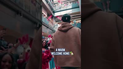A warm welcome home for AJ 🏡 #nba #washingtonwizards #ajdybantsa #wholesome