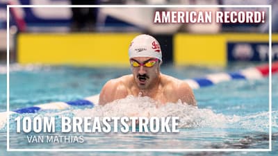 Van Mathias Breaks Another Record Winning 100M Breaststroke | 2026 TYR Pro Swim Series Indianapolis