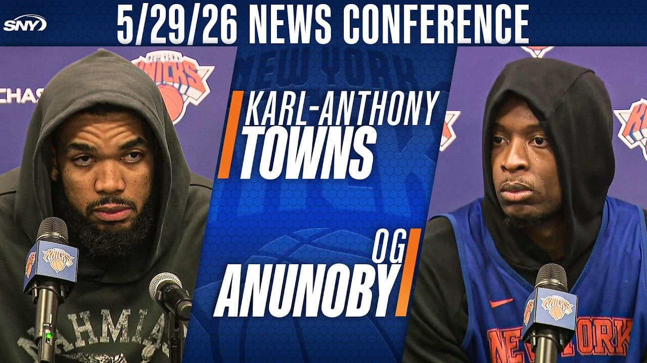 Karl-Anthony Towns and OG Anunoby talk Mitchell Robinson injury, Knicks focus on NBA Finals