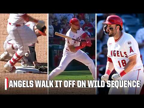 WILD FINISH 😱 Angels walk it off on a kicked ball, swinging bunt single | MLB on ESPN