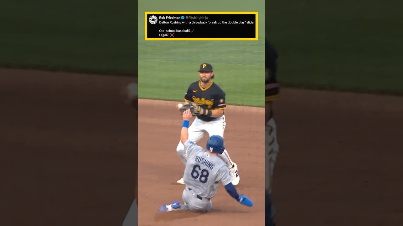Dalton Rushing with a throwback 'break up the double play" slide. Old-school baseball? ✅Legal? ❌