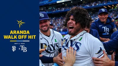 Jonathan Aranda hits a 10th inning walk off vs the San Fracisco Giants