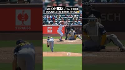 Jacob Misiorowski is shocked that Church made contact with his Curveball (and then 103 after it). 😂