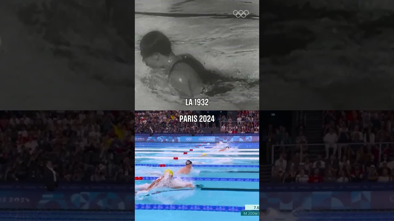 Swimming through the ages. ⏳ What changes do you see? 👀 #Olympics #Swimming