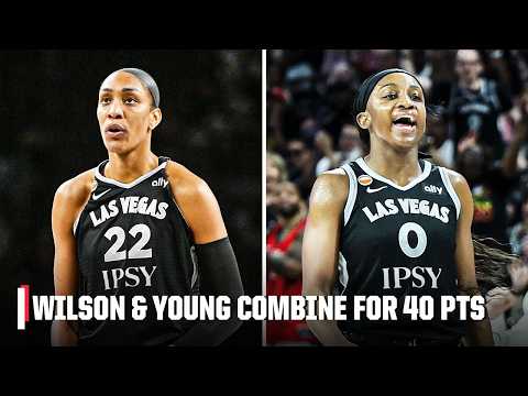 DYNAMIC DUO 🔥 A’ja Wilson and Jackie Young combine for 40 PTS in win vs. Golden State | WNBA on ESPN