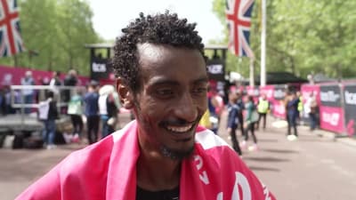 Yomif Kejelcha in disbelief after 1:59:41 debut at 2026 London Marathon