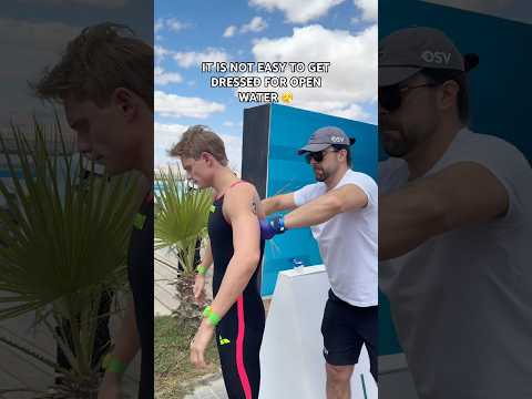 The struggles starts already ahead of the race 😅 #openwater #openwaterswimming #grwm #getdressed