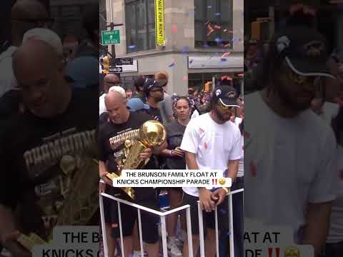 Rick Brunson seen holding the The Larry O’Brien Trophy on the Brunson family float 🤩
