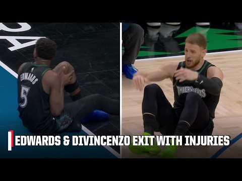 Donte DiVincenzo & Anthony Edwards exit Game 4 vs. Nuggets with apparent injuries | NBA on ESPN