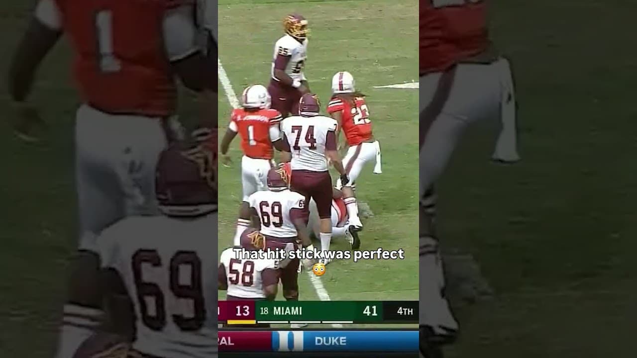 That hit was crushing 😱 #miamihurricanes #accfootball #collegefootball