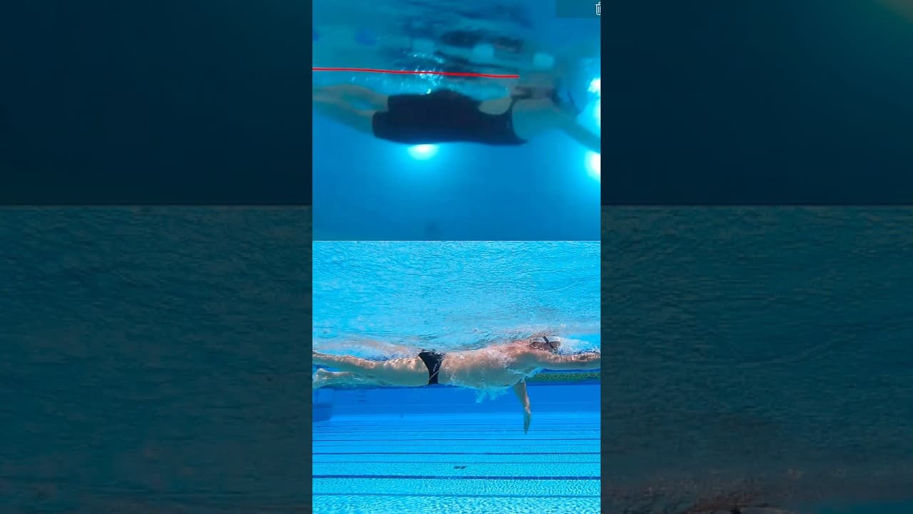 Open the chest. Roll the shoulders back. Press the chest into the water.