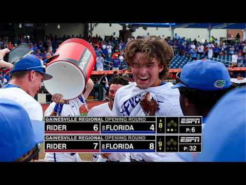Florida survives Rider with walk-off homer in regional opener