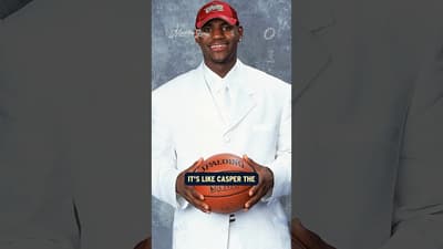 23 years later, LeBron regrets rocking the all-white suit.Tap into the new episode. Link in bio.