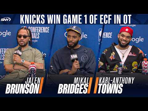 Jalen Brunson, Mikal Bridges and Karl-Anthony Towns on come back win over Cavs in Game 1 of ECF