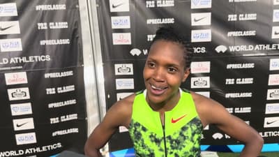 Faith Kipyegon post race at Prefontaine Classic
