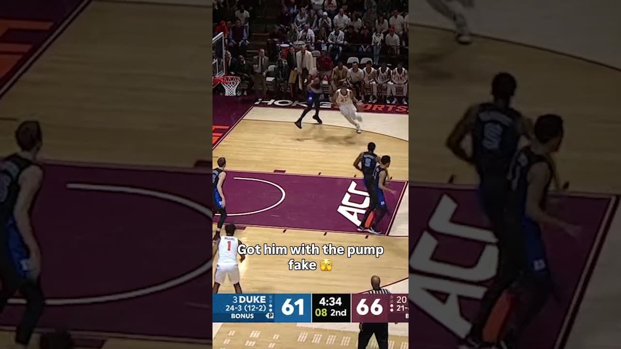 He caught the defender jumping 🥶 #virginiatech #accbasketball #collegebasketball