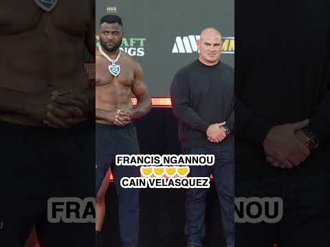 Francis Ngannou and Cain Velasquez catch up at the #RouseyCarano ceremonial weigh-ins 🤝