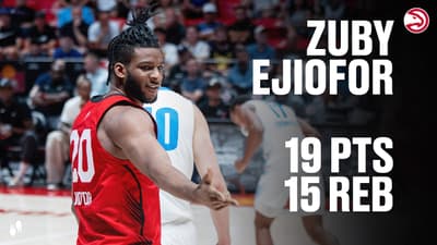 Zuby Ejiofor hits big double-double in Hawks Summer League Win | Highlights & Postgame Interview