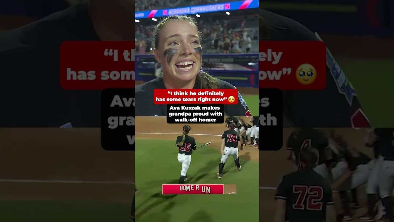 Full circle moment for Ava Kuszak as she walked it off for Nebraska at the #WCWS 🥺