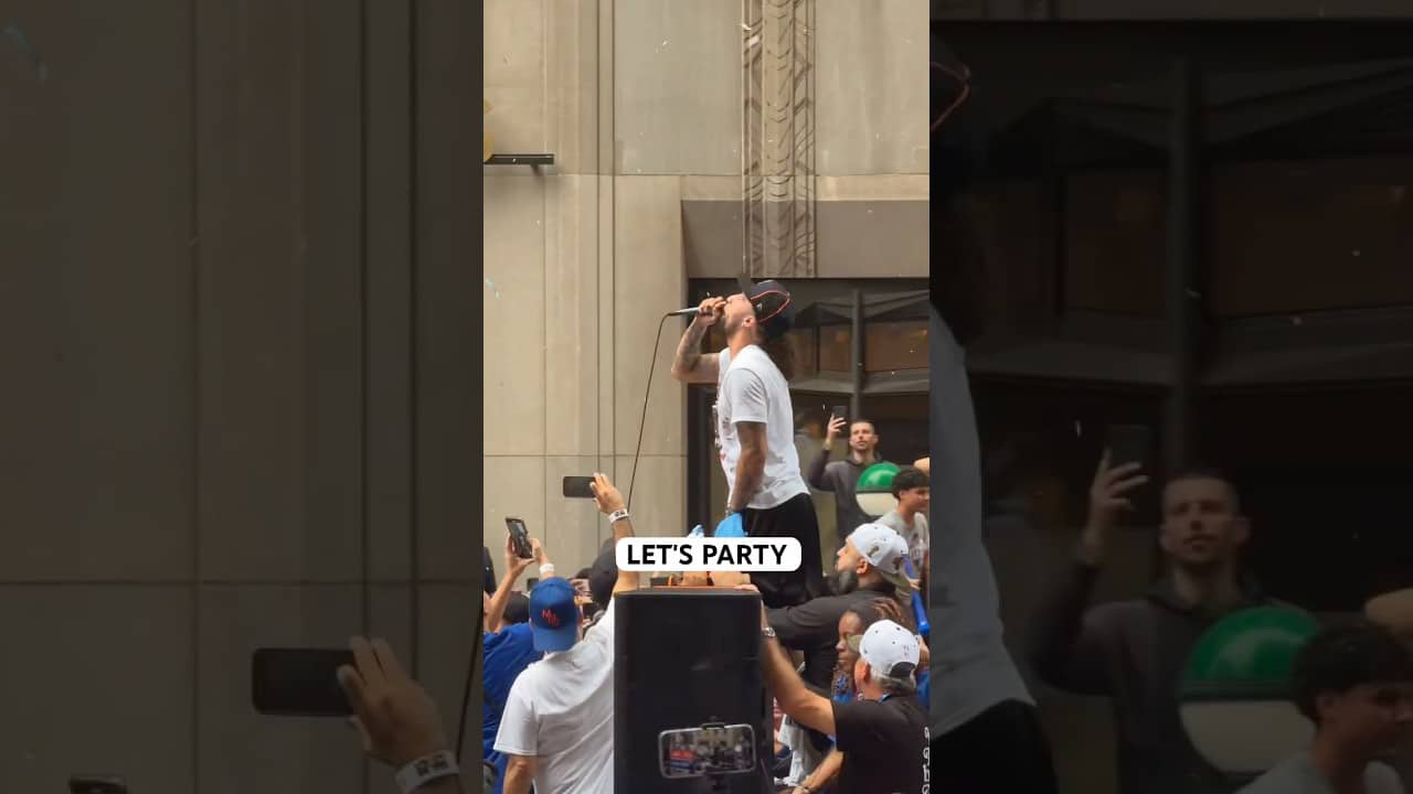 Jose Alvarado getting the party going at the Knicks Championship Parade