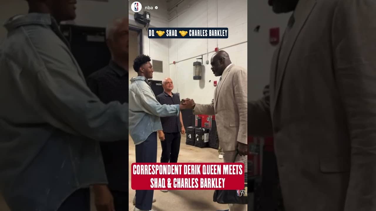 Derik Queen meets Shaq & Charles Barkley at NBA Finals #pelicans #nba