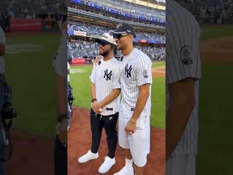 NBA Champs Jalen Brunson & Josh Hart threw out the first pitch at Yankee Stadium!