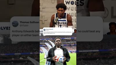 Imagine Anthony Edwards playing on the pitch 🔥 Ant's level of confidence 😭 (via @Timberwolves/TT)