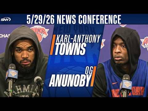 Karl-Anthony Towns and OG Anunoby talk Mitchell Robinson injury, Knicks focus on NBA Finals