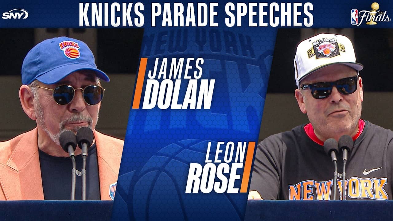 Knicks owner James Dolan and president Leon Rose address crowd at end of championship parade