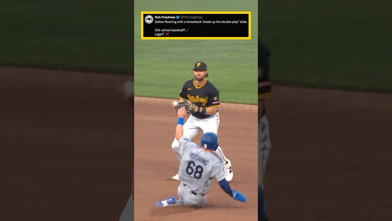 Dalton Rushing with a throwback 'break up the double play" slide. Old-school baseball? ✅Legal? ❌