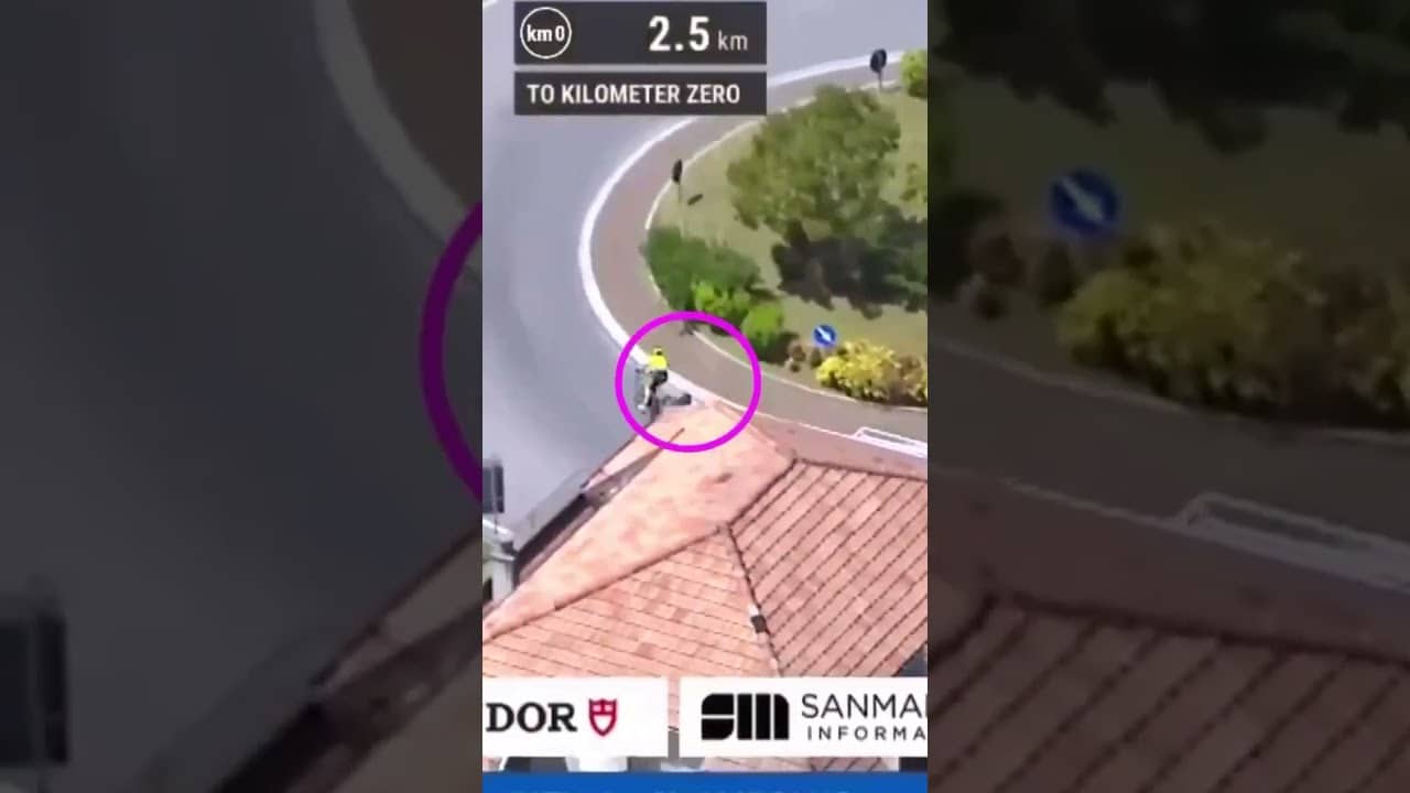 Where’s he off to? 😆 A Visma rider taking the scenic route at the 2025 Giro d'Italia!
