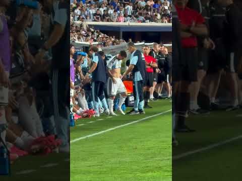 The crowd reaction to Messi getting ready to sub on 🔥