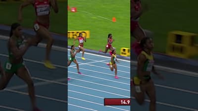Shelly-Ann Fraser-Pryce completes the first women's sprint treble at the 2013 #WorldAthleticsChamps